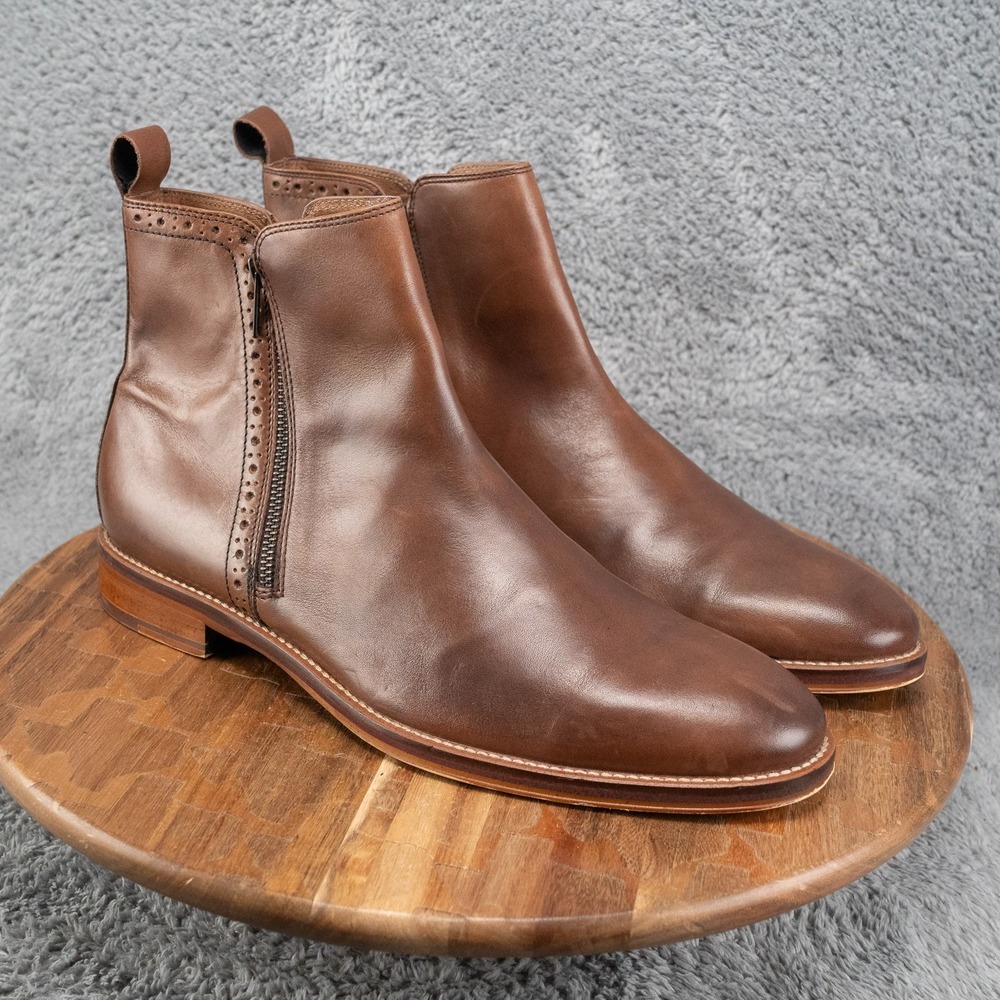 Johnston & Murphy Conard Che;sea Boots Brown Leather Zip Mens Size 10.5 D